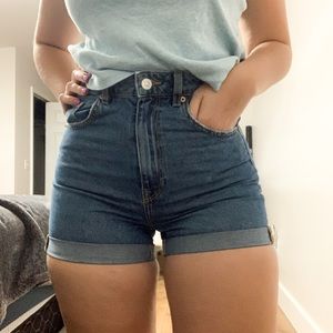 High waisted jean shorts